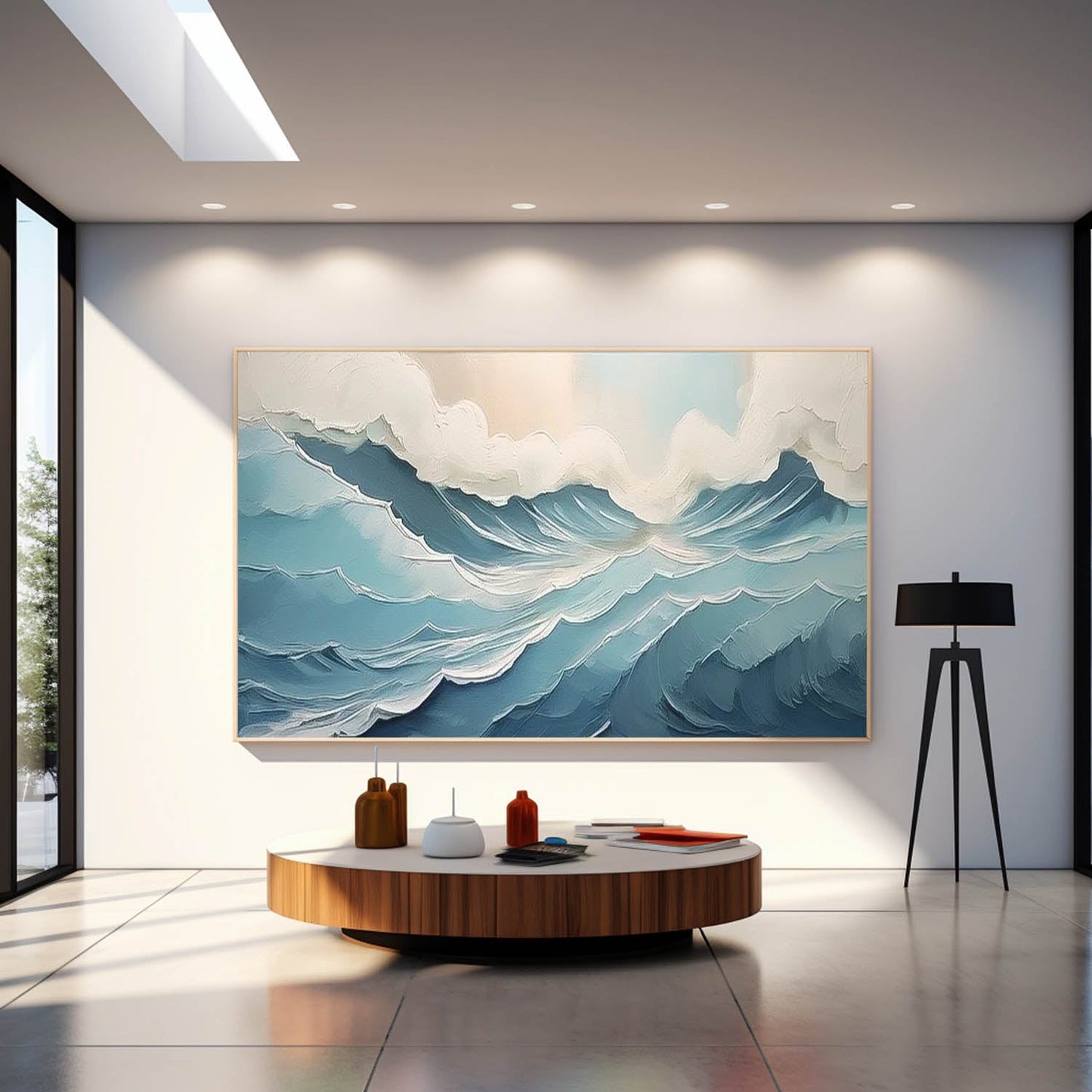 Serene Ocean Waves Oil Painting for Coastal Home Décor