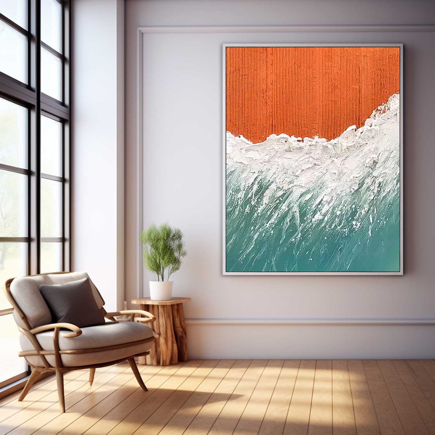 Stunning Beach Waves Oil Painting for Coastal Home Decor