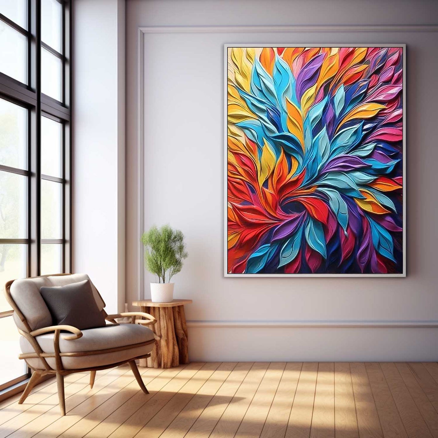 Colorful Abstract Floral Oil Painting for Home Decor and Art Lovers