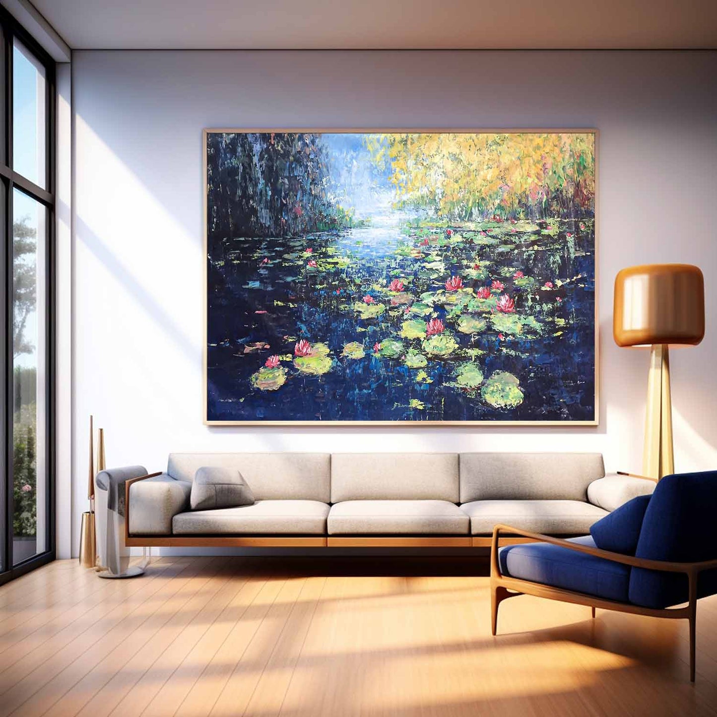 Serene Water Lilies Oil Painting for Elegant Home Décor