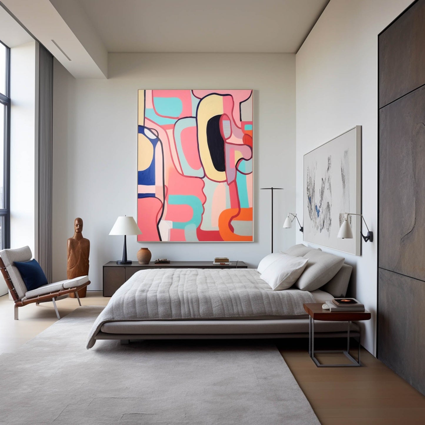 Colorful Abstract Face Oil Painting for Modern Home Decor
