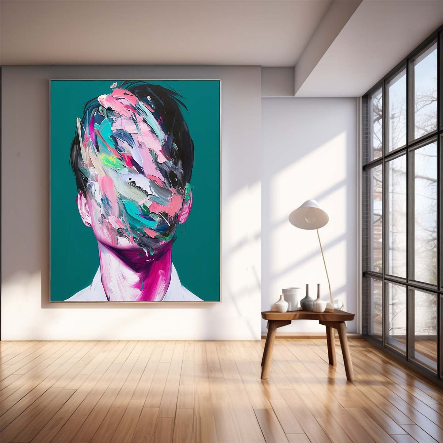 Abstract Expressionism Portrait: Colorful Face Art for Modern Home Decor