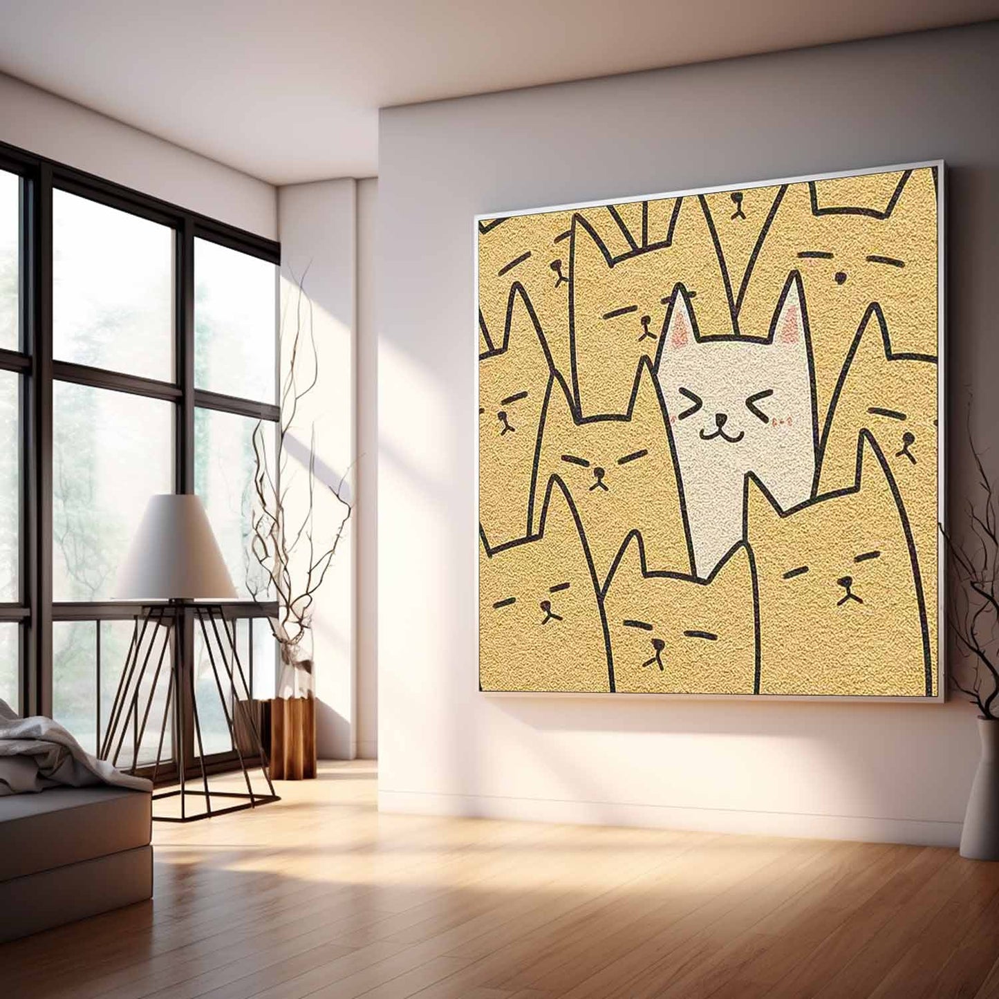Charming Minimalist Cat Art Print for Modern Home Decor