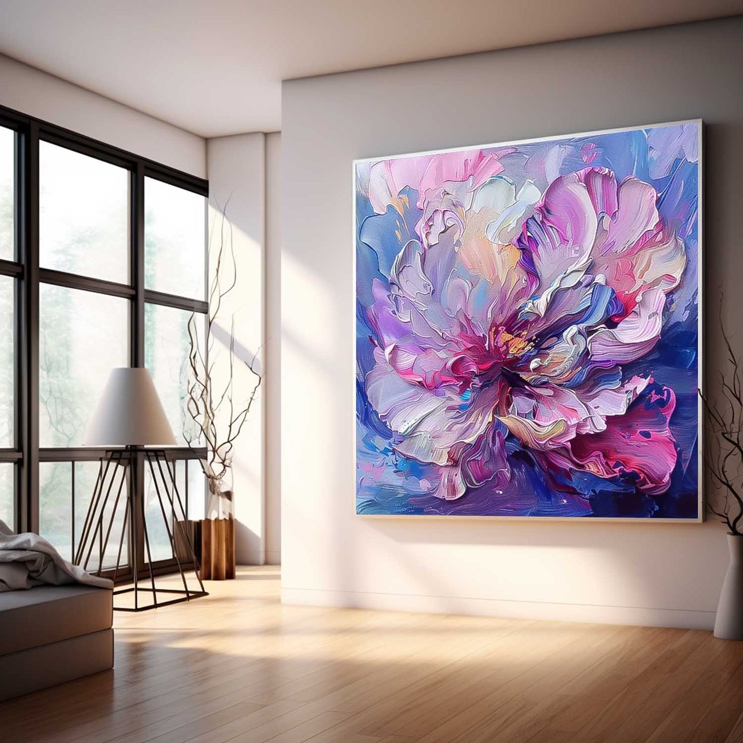 Vibrant Floral Oil Painting - Abstract Art for Home Decor and Elegant Gift