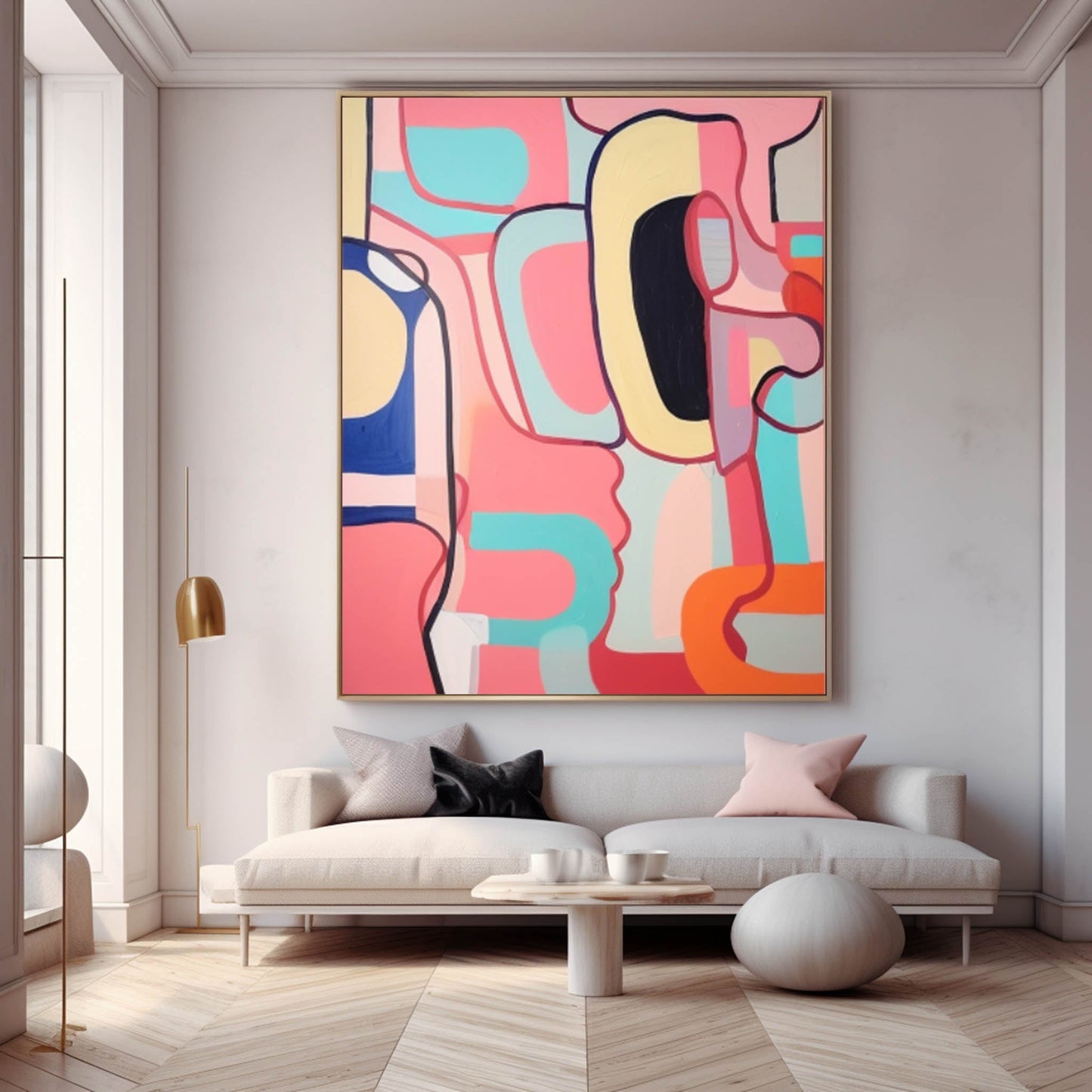 Colorful Abstract Face Oil Painting for Modern Home Decor