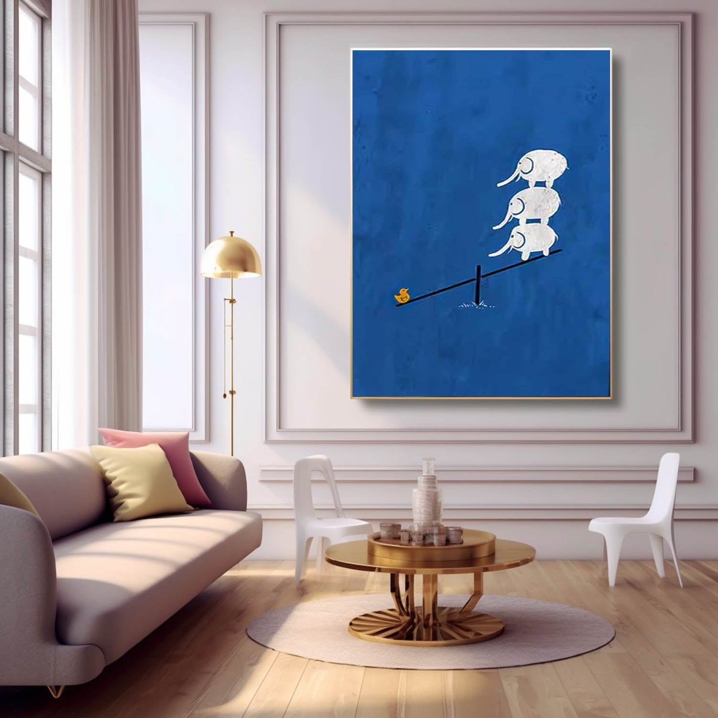 Whimsical Elephant Balance Art for Modern Minimalist Home Decor