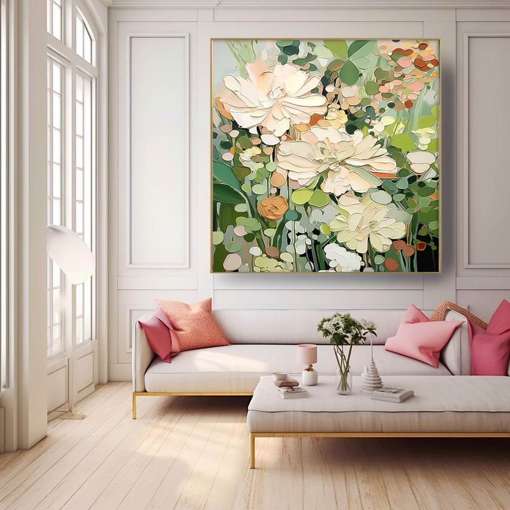 Elegant Floral Oil Painting for Home Decor - Vibrant Flower Canvas Art
