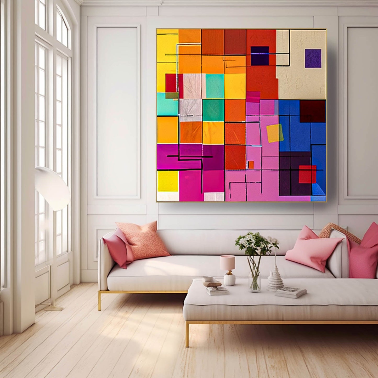 Vibrant Abstract Geometric Canvas Art for Modern Home Decor and Unique Wall Aesthetic