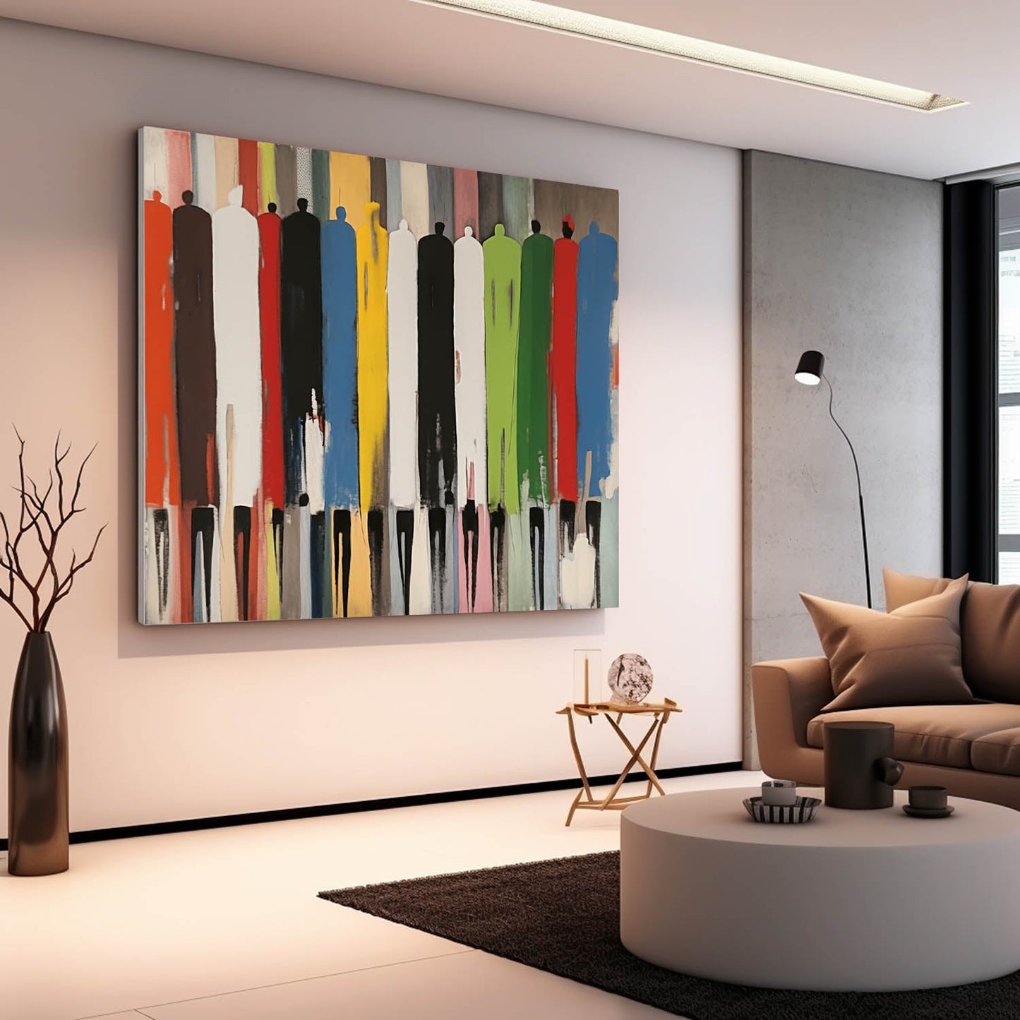 Colorful Abstract Human Figures Oil Painting for Modern Home Decor