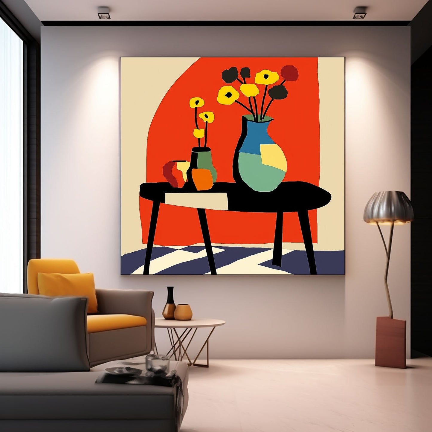 Colorful Flower Still Life Oil Painting for Home Decor and Modern Art Enthusiasts