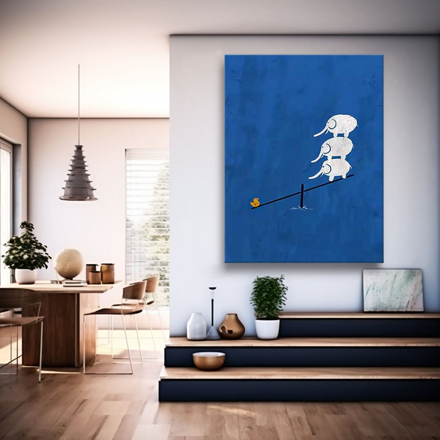 Whimsical Elephant Balance Art for Modern Minimalist Home Decor