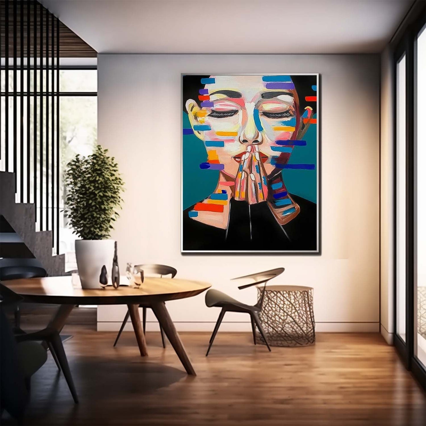 Contemporary Abstract Portrait Oil Painting for Modern Home Decor