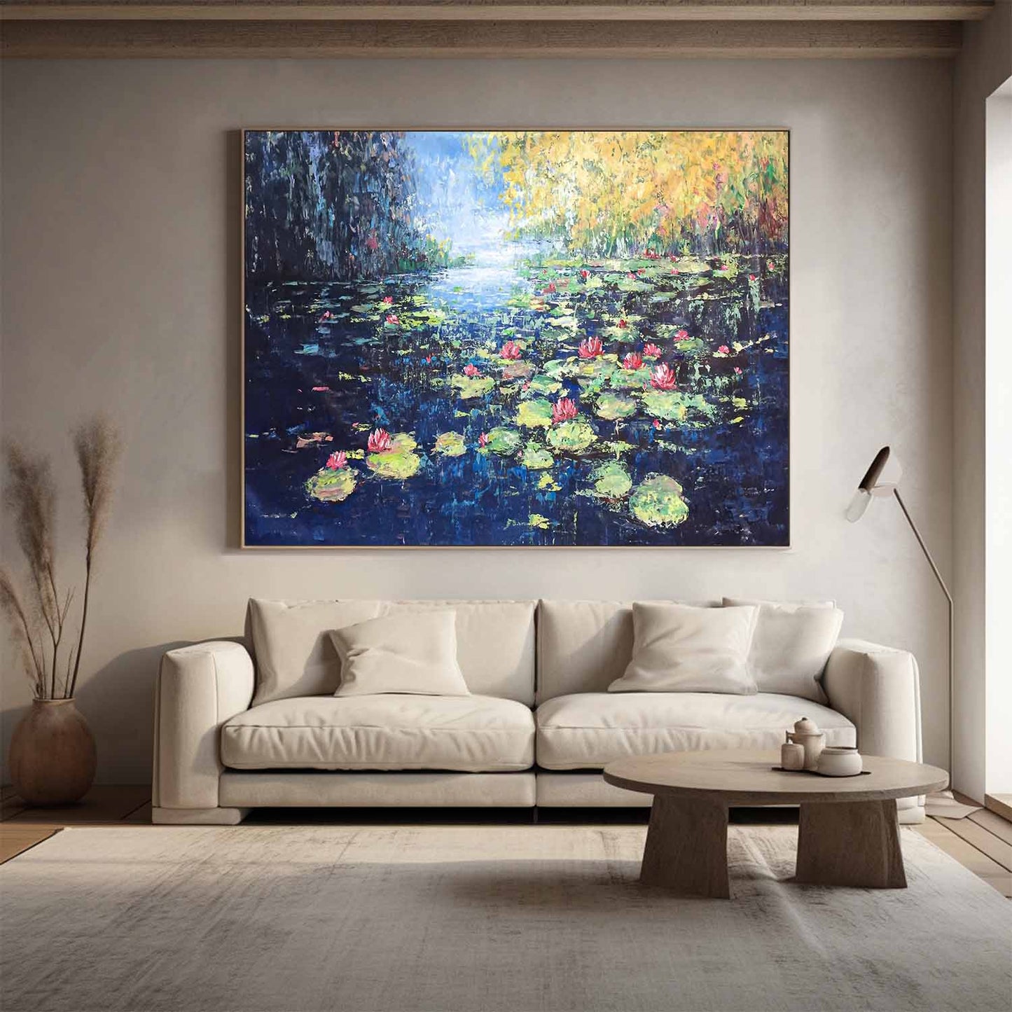 Serene Water Lilies Oil Painting for Elegant Home Décor