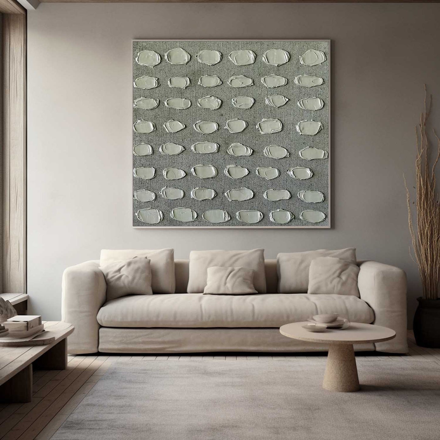 Textured Minimalist Oil Painting for Contemporary Home Decor