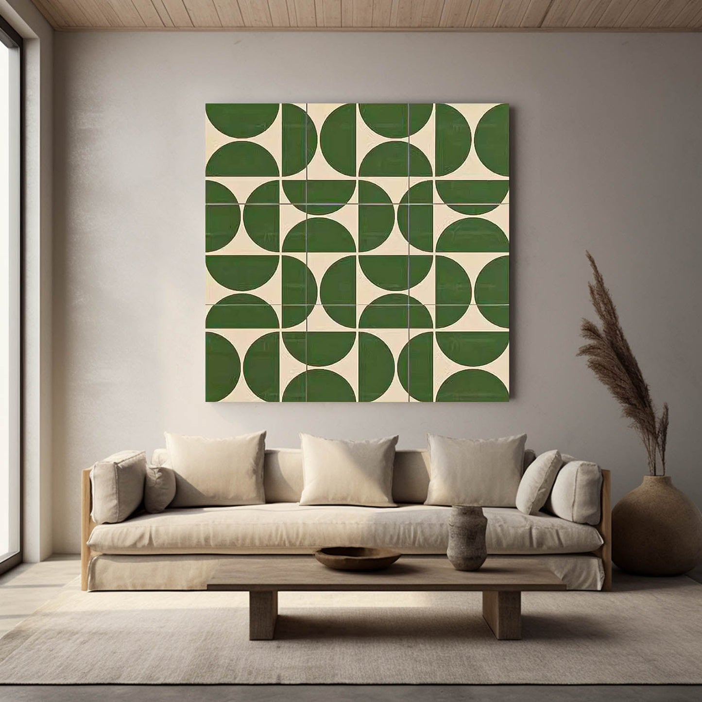 Modern Minimalist Green Abstract Oil Painting for Contemporary Art Lovers