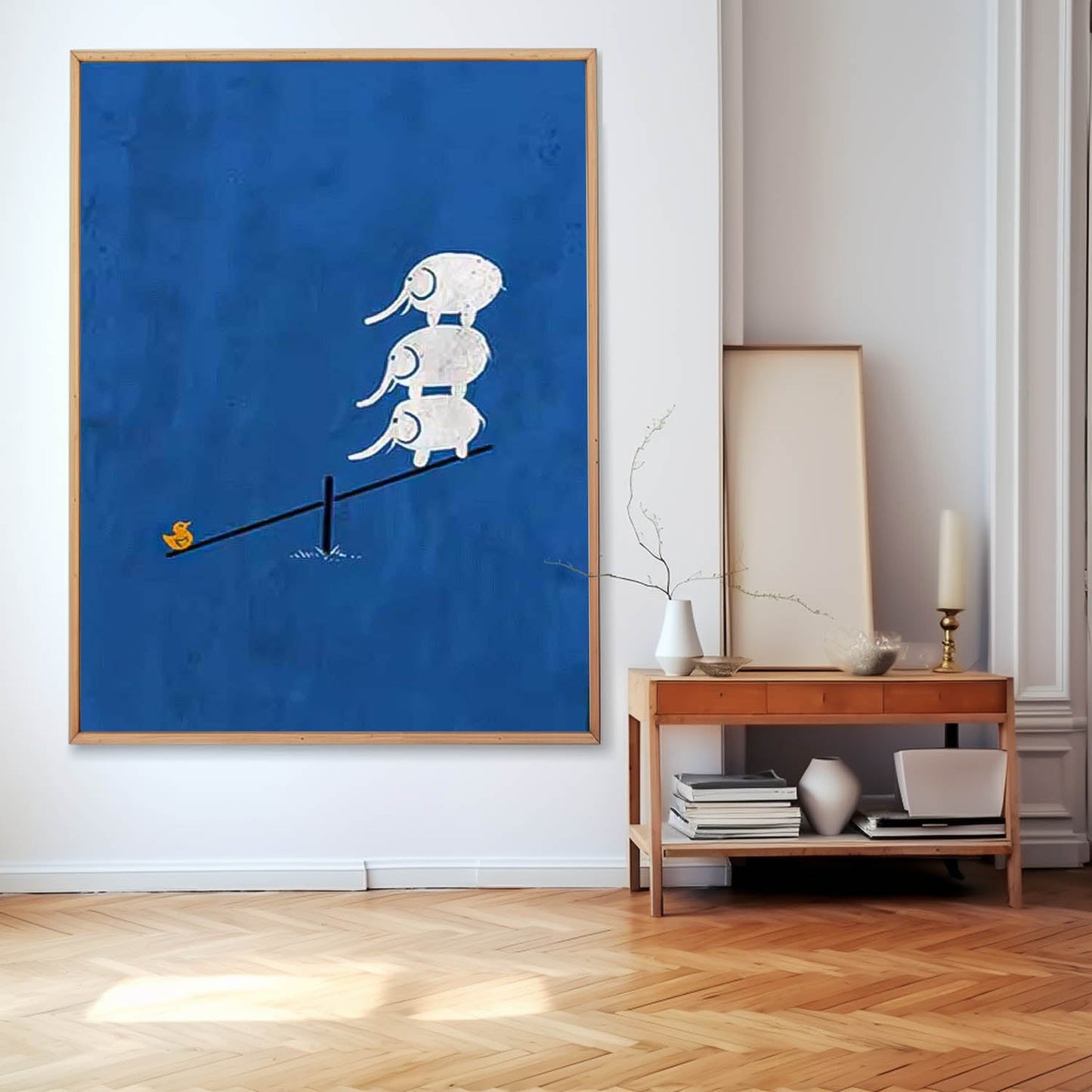 Whimsical Elephant Balance Art for Modern Minimalist Home Decor