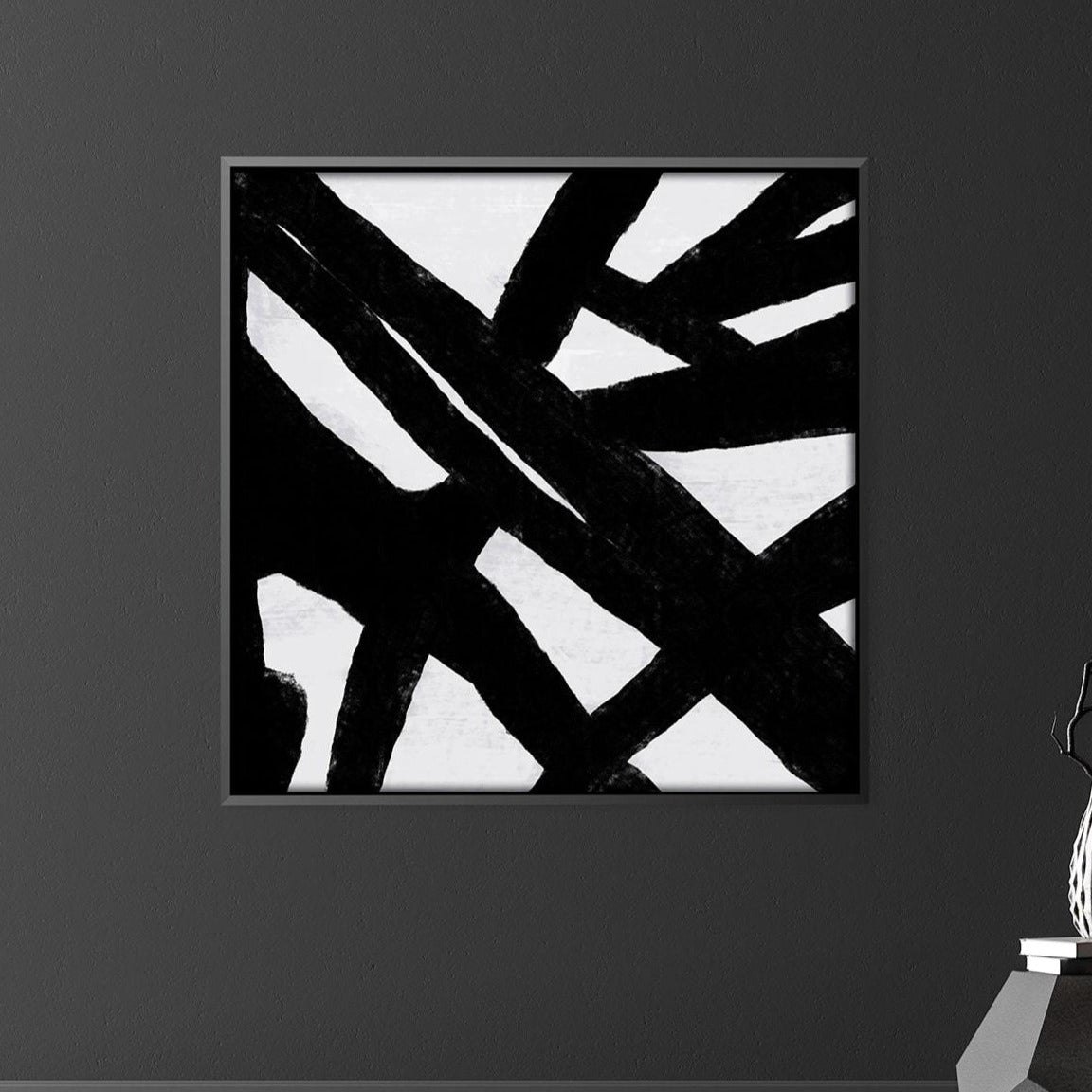 Contemporary Black and White Abstract Oil Painting for Modern Home Decor