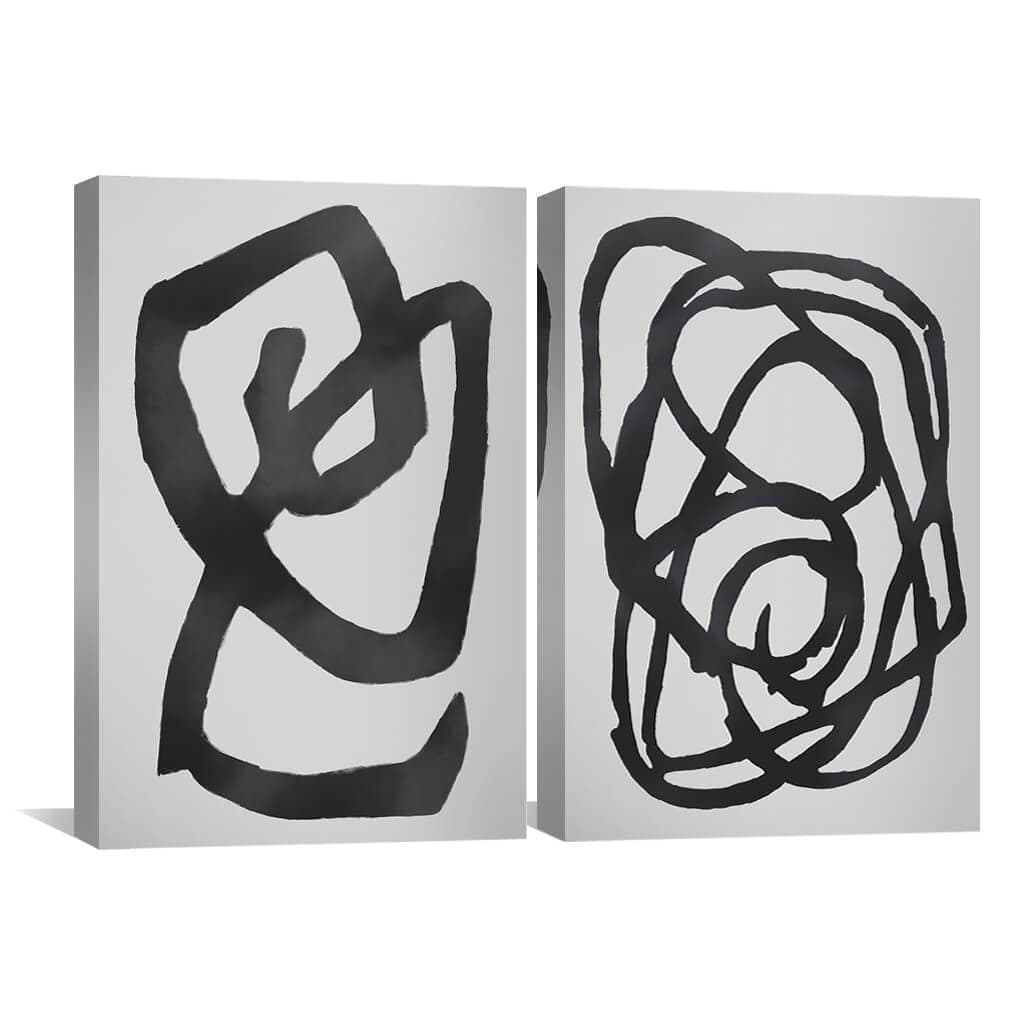 Contemporary Black and White Abstract Oil Painting for Modern Home Decor