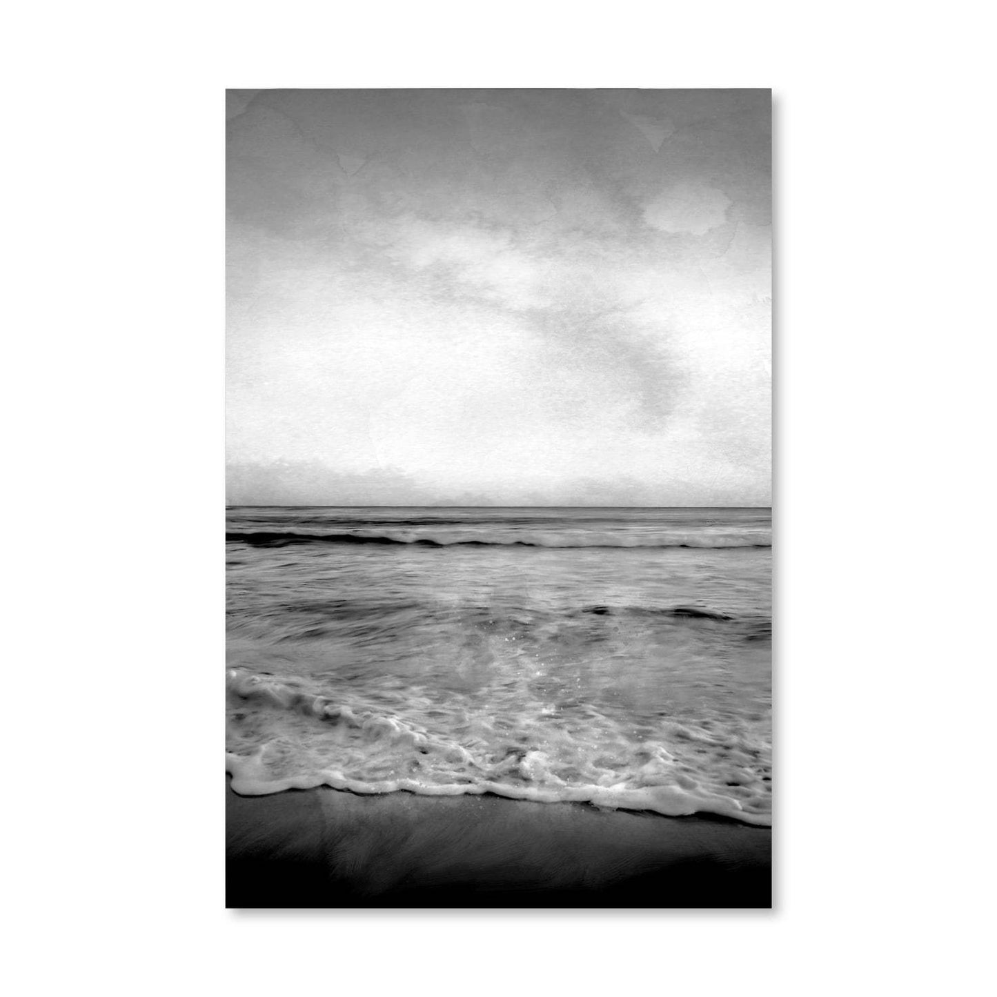 Monochrome Beach Scene Oil Painting for Stylish Home Decor