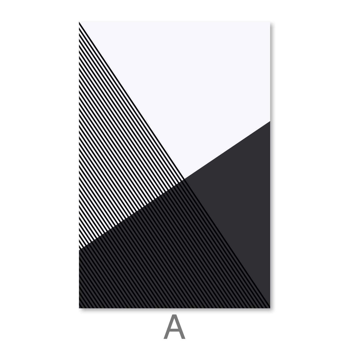 Modern Black and White Geometric Triangle Oil Painting for Stylish Home Decor