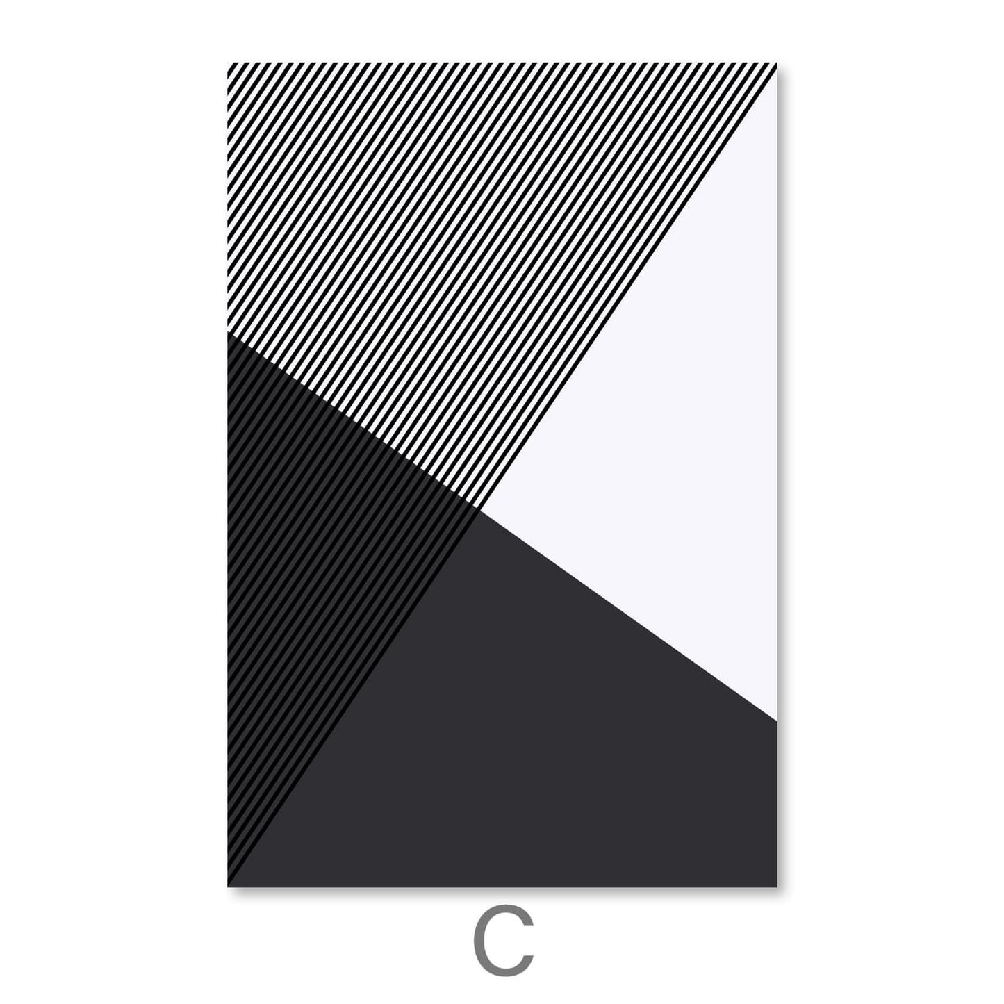 Modern Black and White Geometric Triangle Oil Painting for Stylish Home Decor