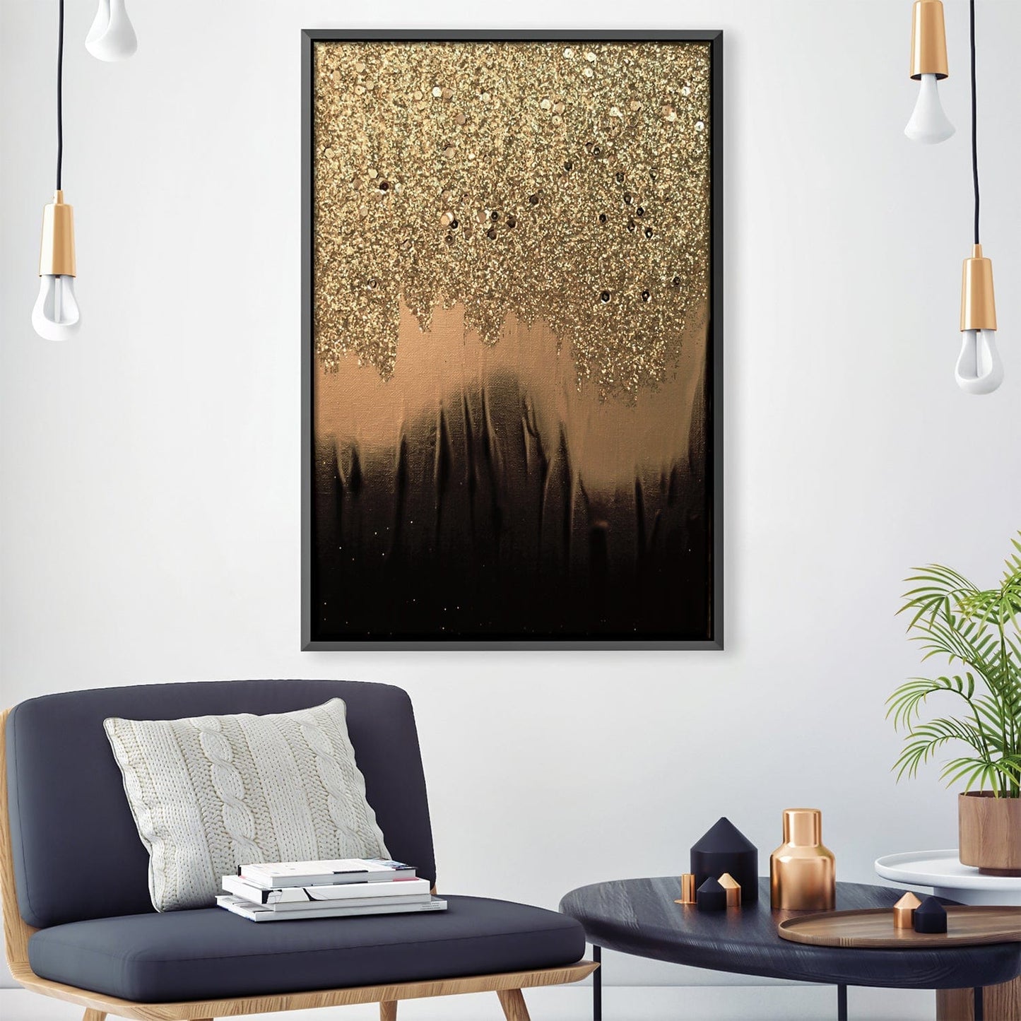 Elegant Black and Gold Abstract Oil Painting for Modern Home Decor
