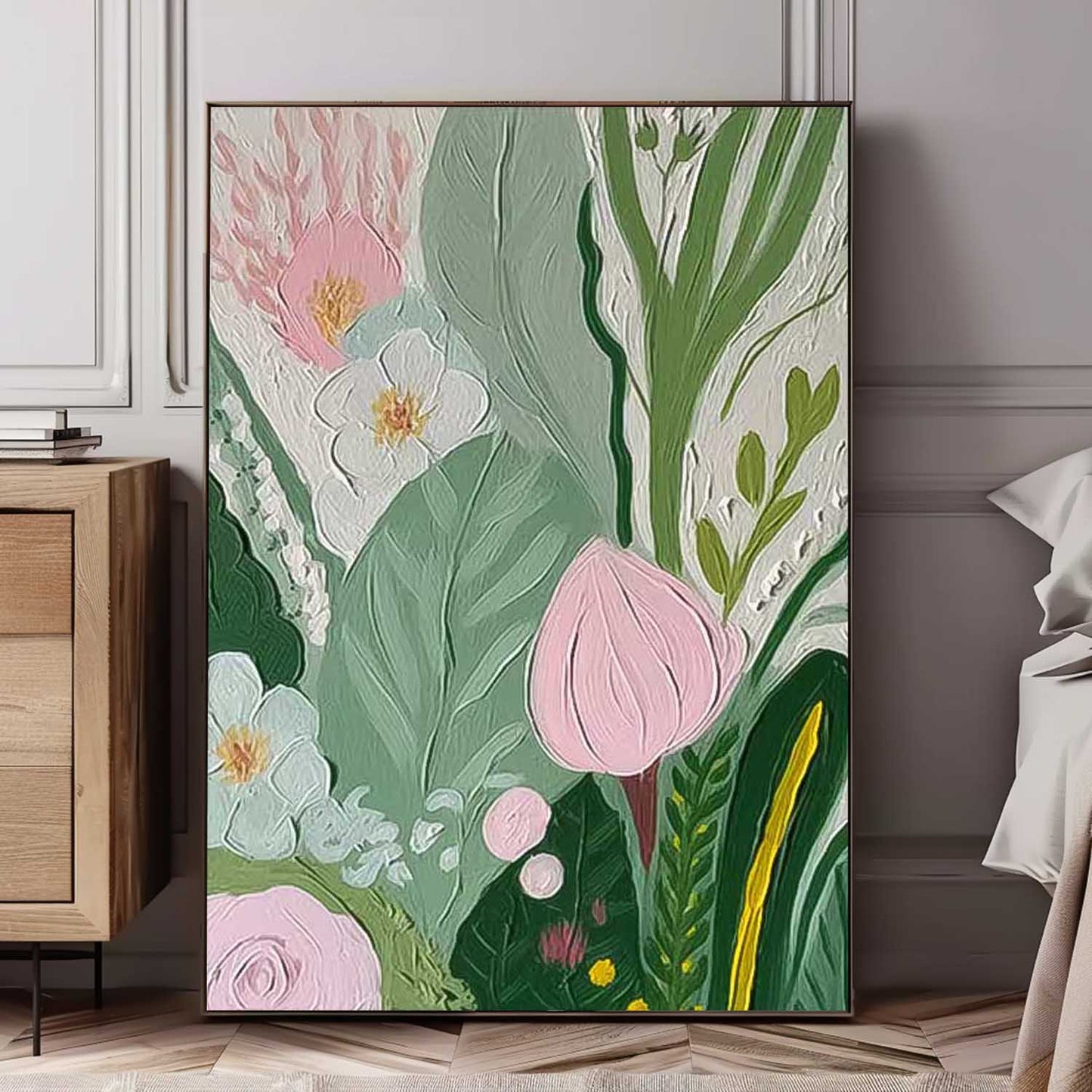 Botanical Beauty: Vibrant Floral Oil Painting for Home Décor