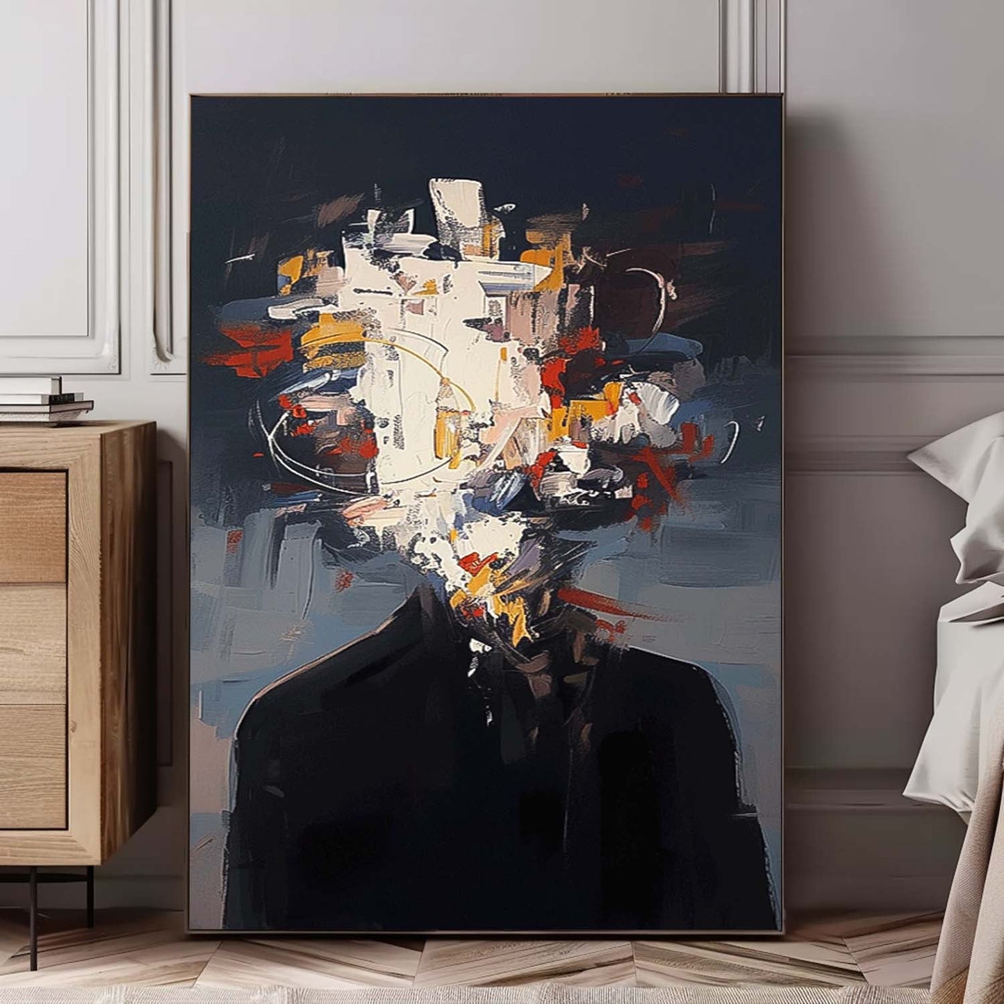 Abstract Expressionist Portrait Oil Painting for Modern Home Decor