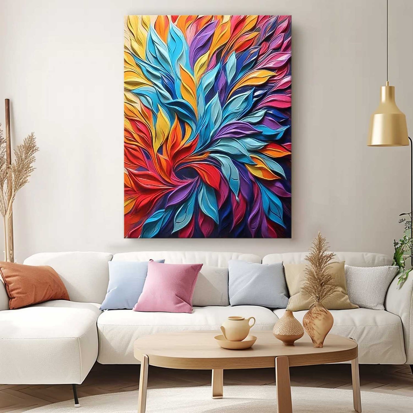 Colorful Abstract Floral Oil Painting for Home Decor and Art Lovers