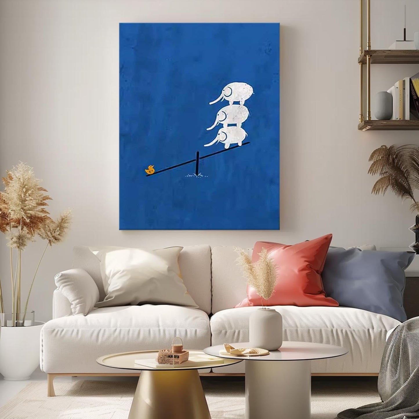 Whimsical Elephant Balance Art for Modern Minimalist Home Decor