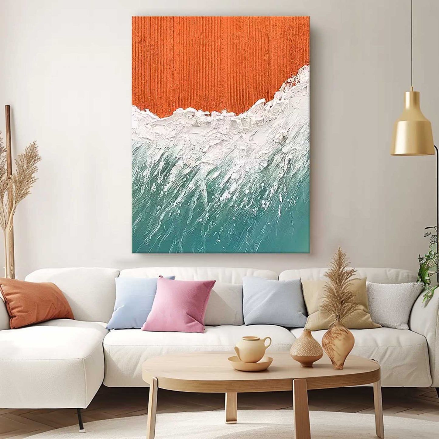 Stunning Beach Waves Oil Painting for Coastal Home Decor