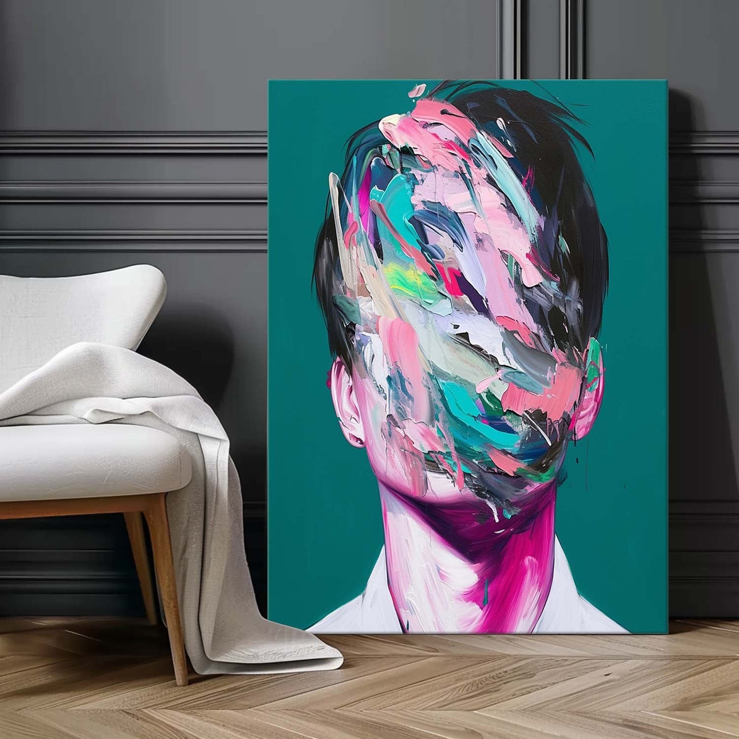 Abstract Expressionism Portrait: Colorful Face Art for Modern Home Decor