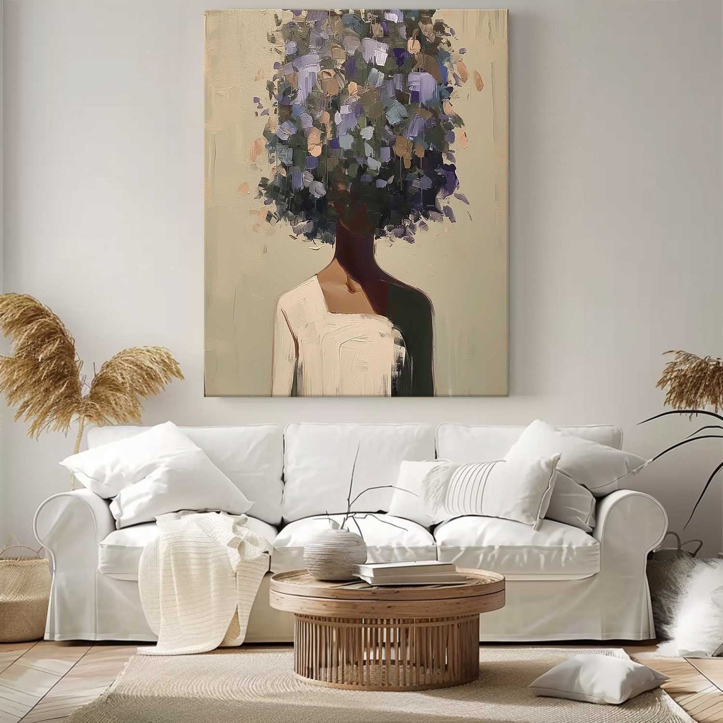 Abstract Floral Portrait Oil Painting for Modern Home Decor