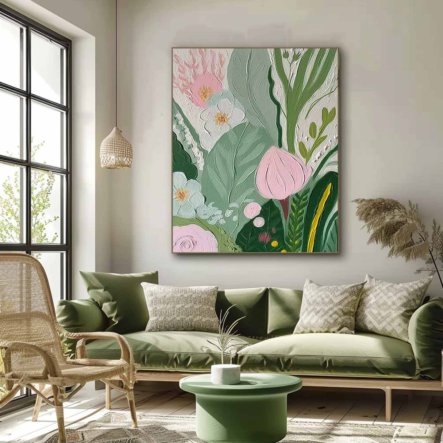 Botanical Beauty: Vibrant Floral Oil Painting for Home Décor