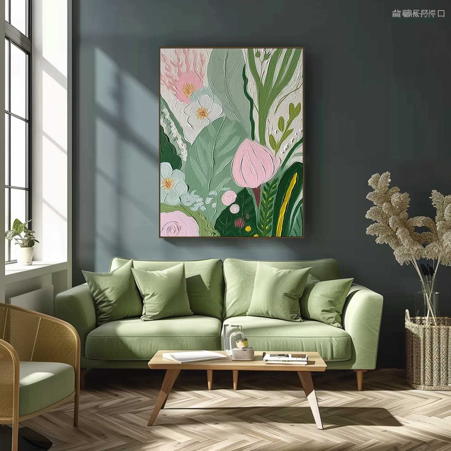Botanical Beauty: Vibrant Floral Oil Painting for Home Décor