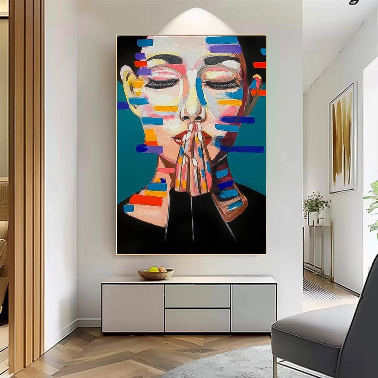 Contemporary Abstract Portrait Oil Painting for Modern Home Decor
