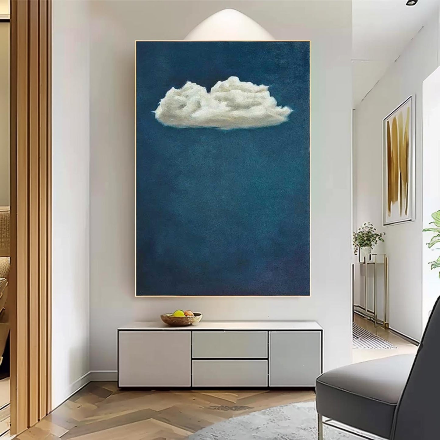 Serene Cloud Oil Painting on Canvas - Minimalist Wall Art for Tranquil Spaces
