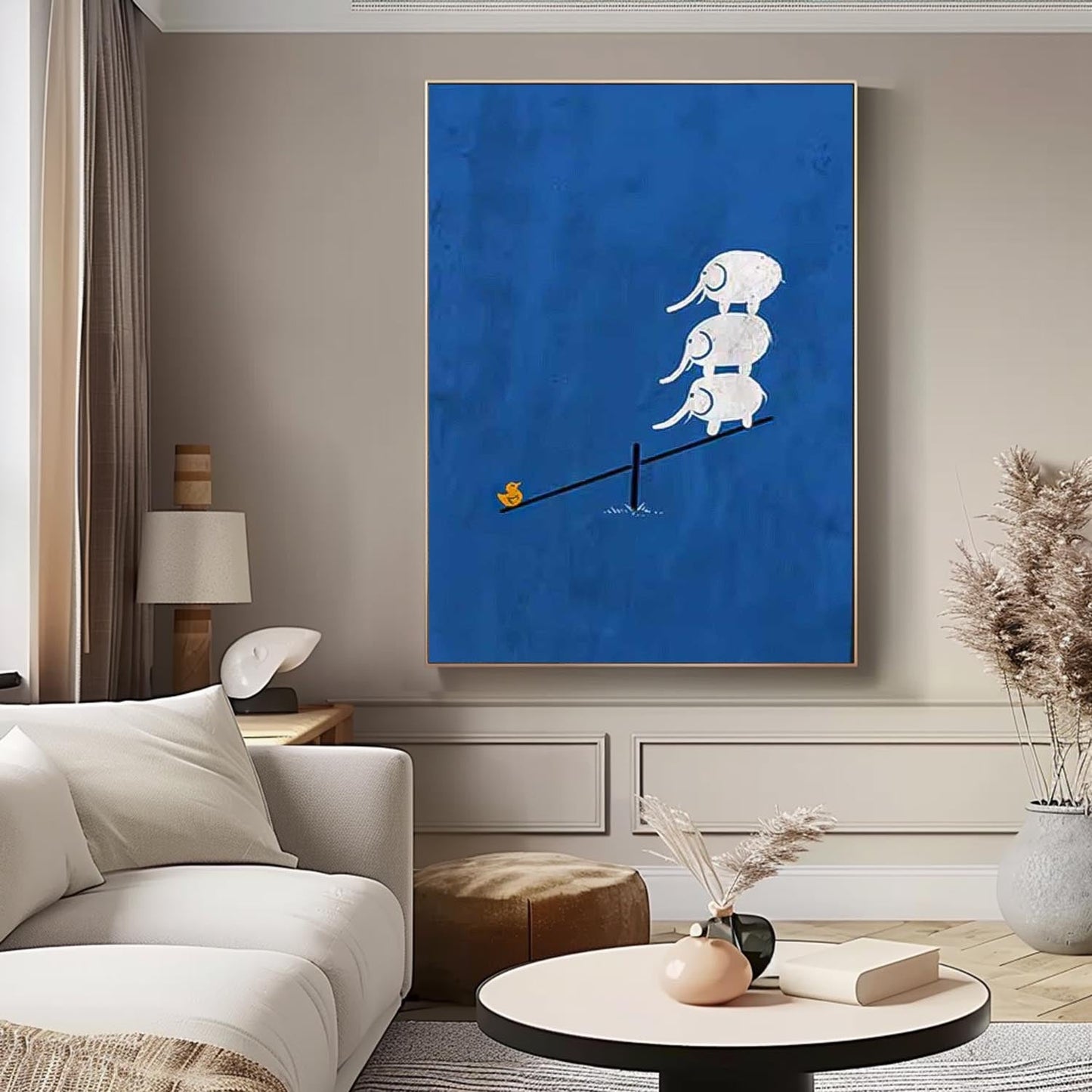 Whimsical Elephant Balance Art for Modern Minimalist Home Decor