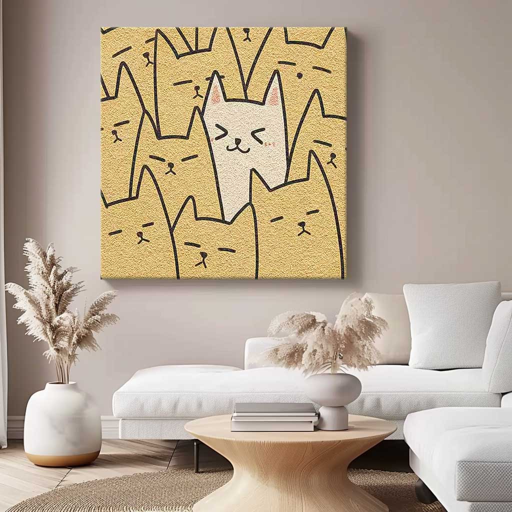Charming Minimalist Cat Art Print for Modern Home Decor