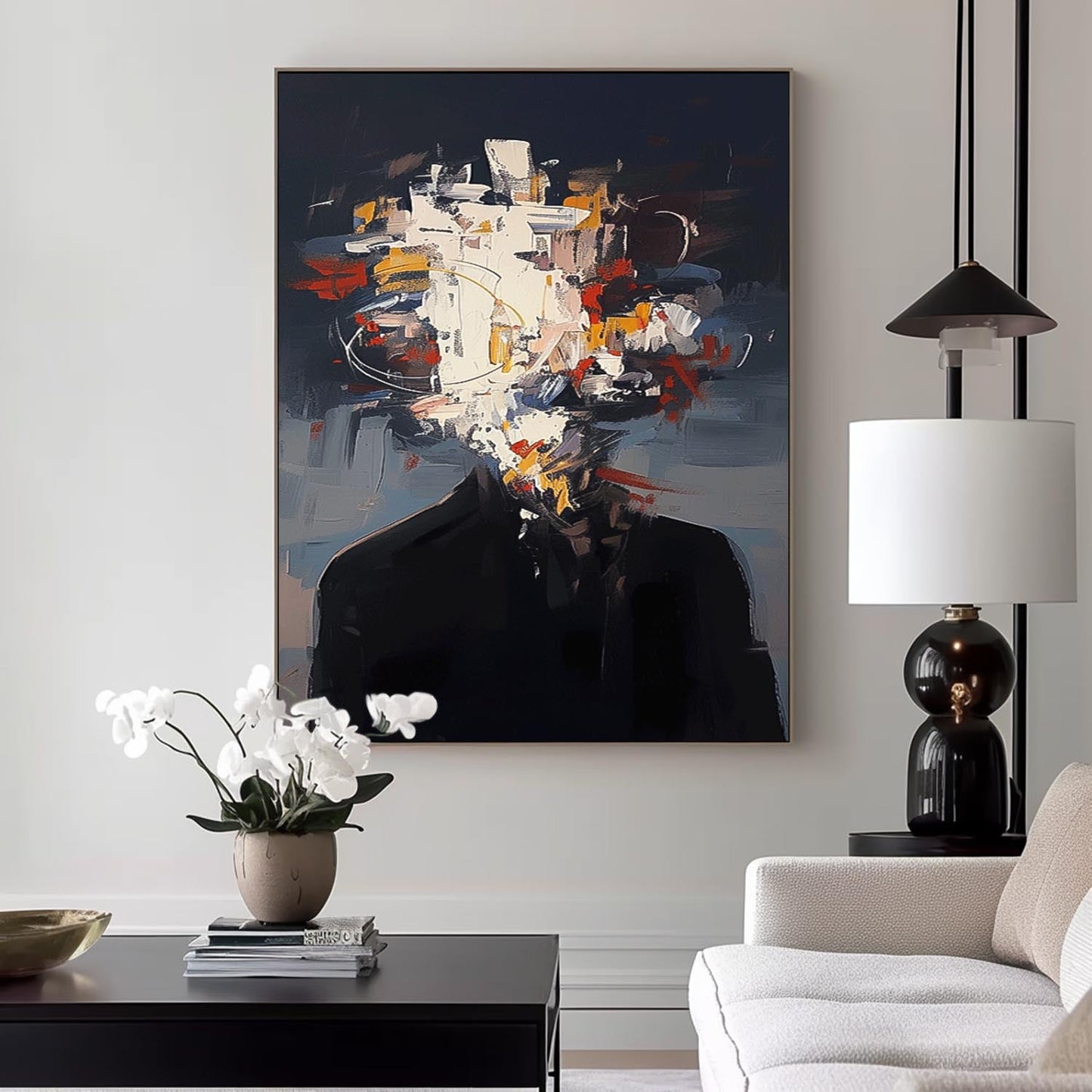 Abstract Expressionist Portrait Oil Painting for Modern Home Decor