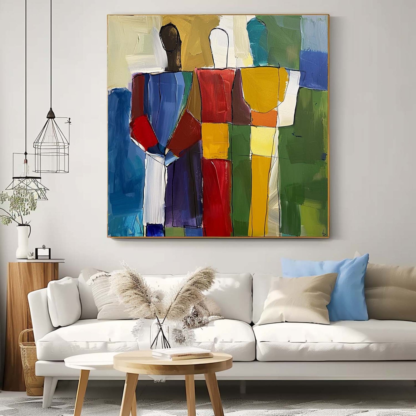 Abstracte Figuralen – Kleurrijk Mensen Thema Canvas Schilderij voor Kantoor en Woonkamer