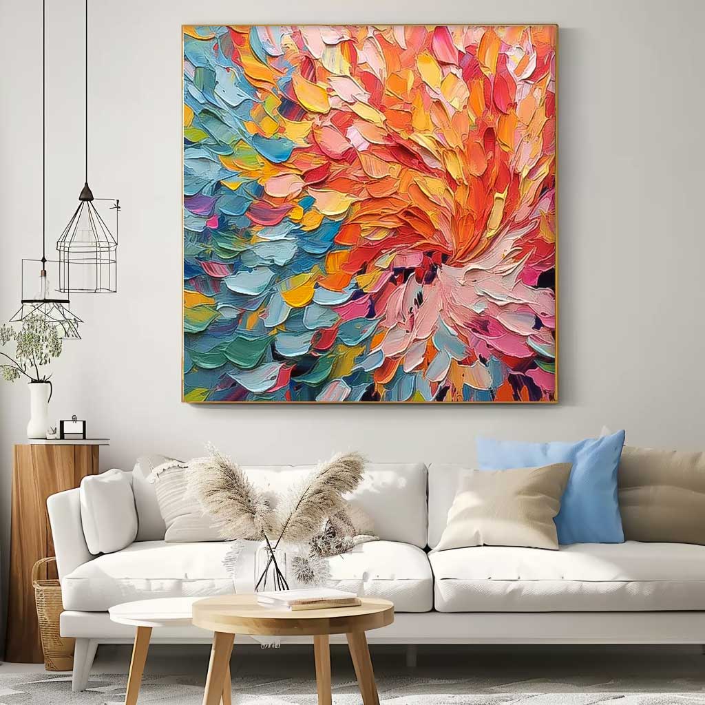 Colorful Abstract Swirl Oil Painting for Vibrant Home Decor and Art Collection