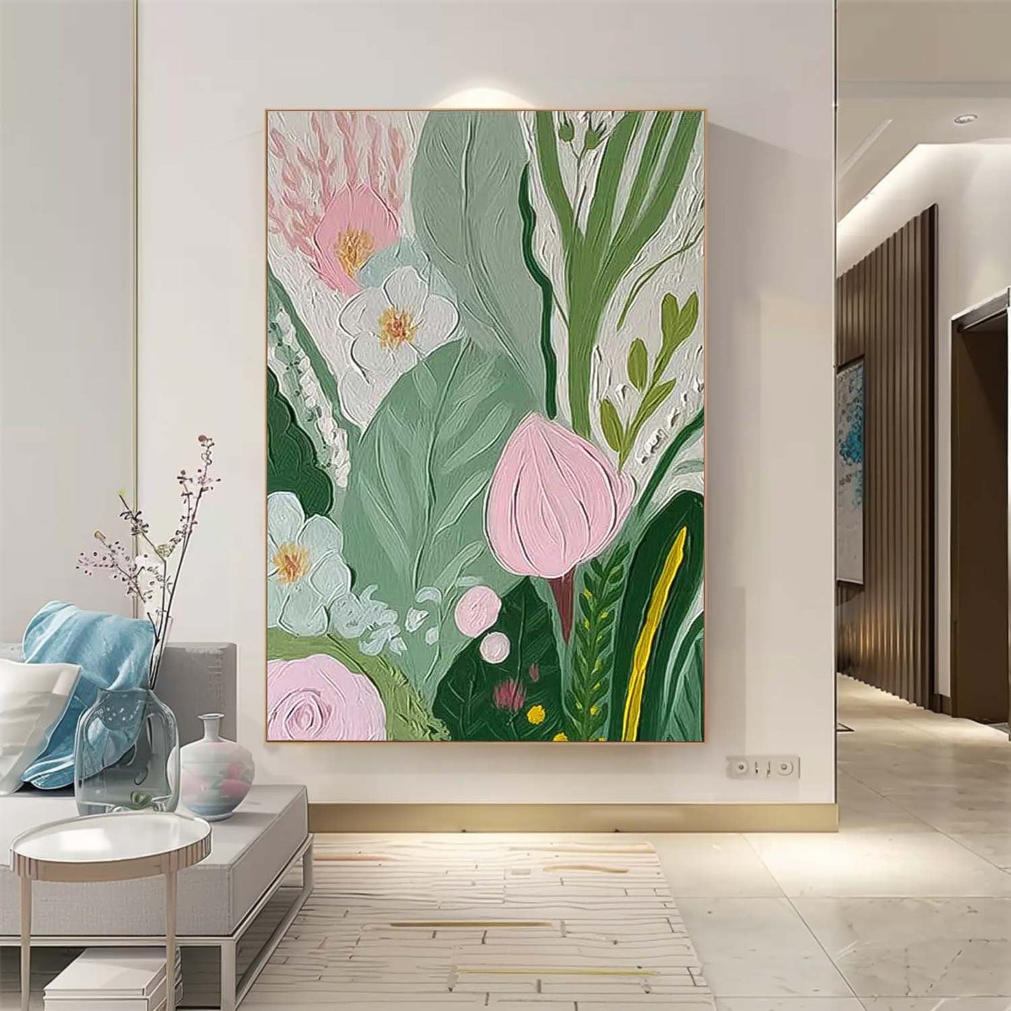 Botanical Beauty: Vibrant Floral Oil Painting for Home Décor