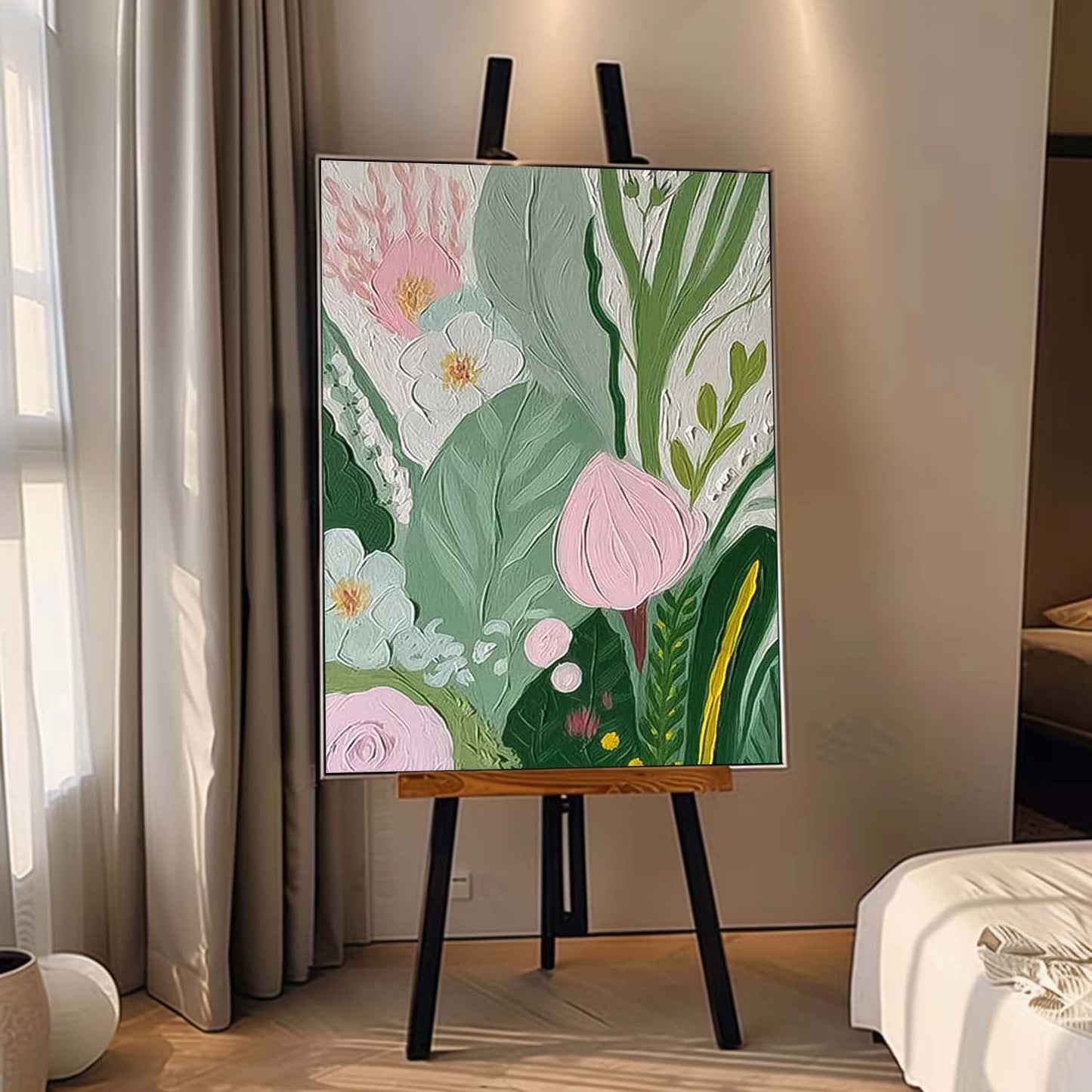 Botanical Beauty: Vibrant Floral Oil Painting for Home Décor