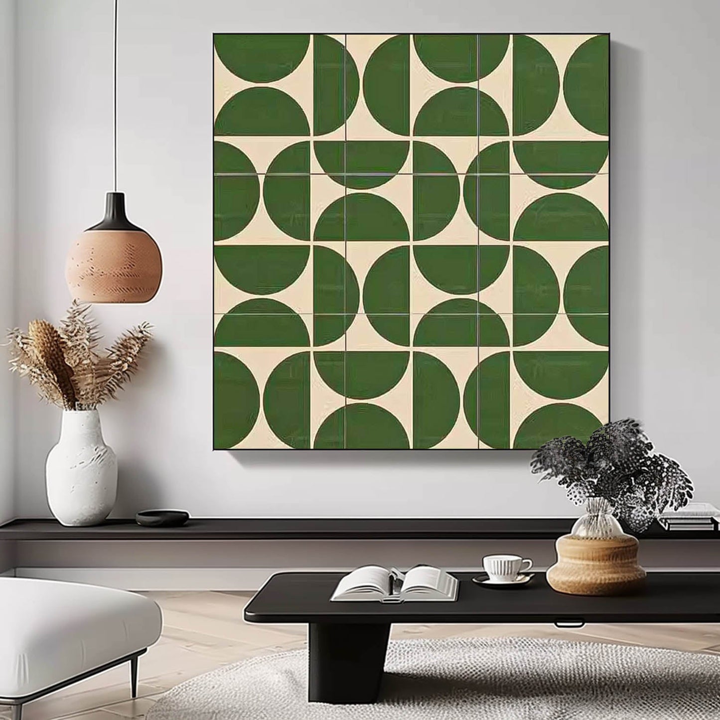 Modern Minimalist Green Abstract Oil Painting for Contemporary Art Lovers