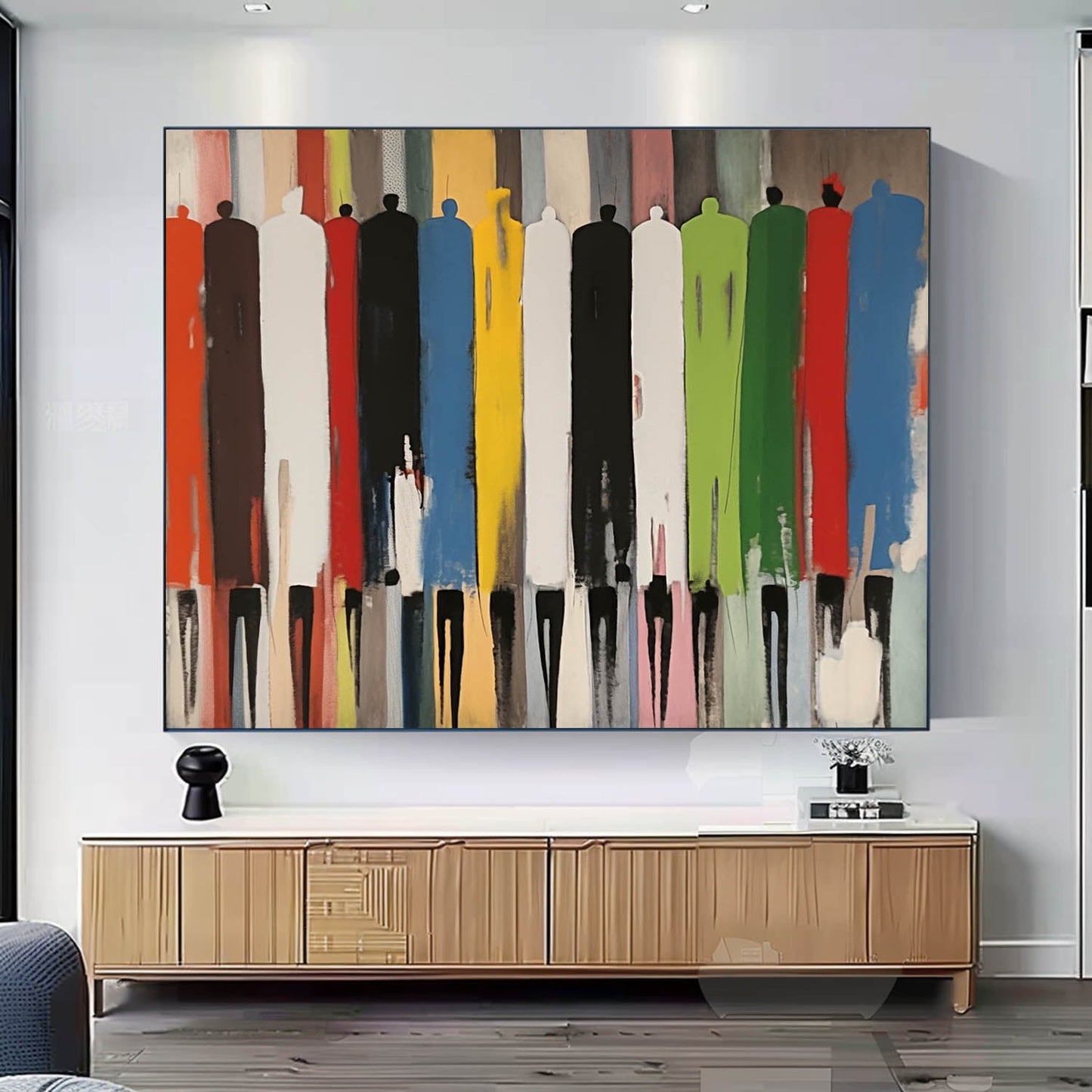 Colorful Abstract Human Figures Oil Painting for Modern Home Decor