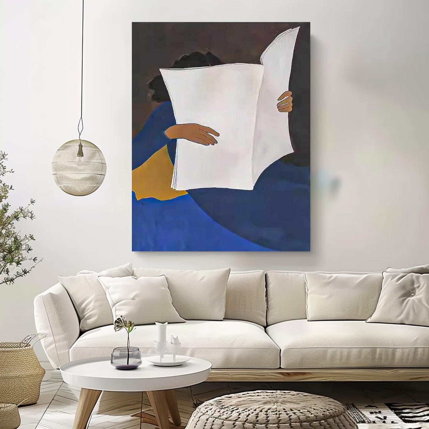Colorful Abstract Oil Painting of a Person Holding a Blank Canvas
