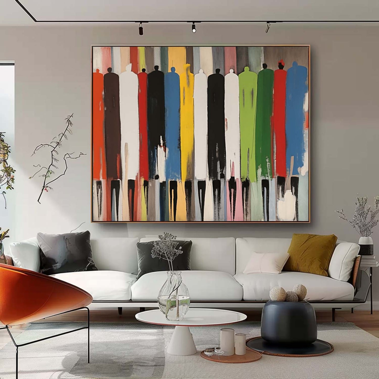 Colorful Abstract Human Figures Oil Painting for Modern Home Decor