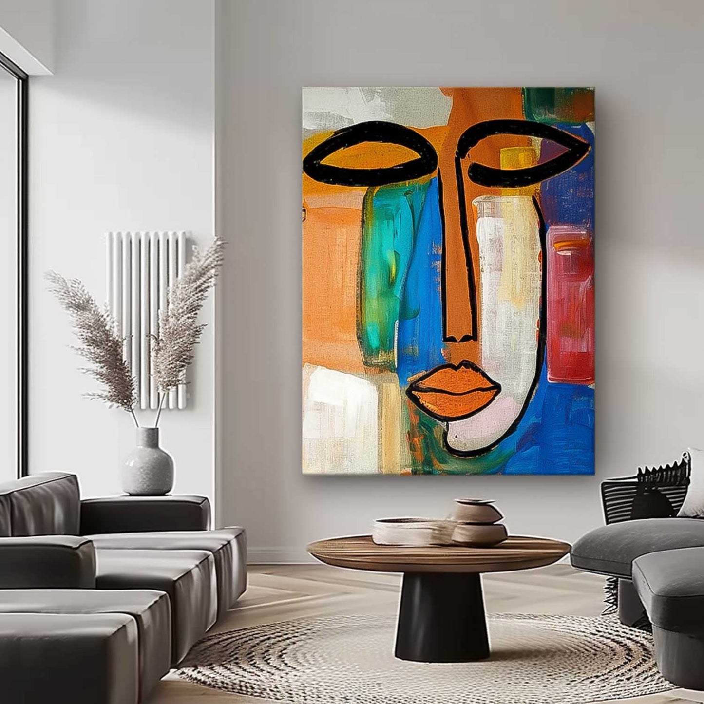 Abstract Contemporary Face Oil Painting for Modern Home Decor