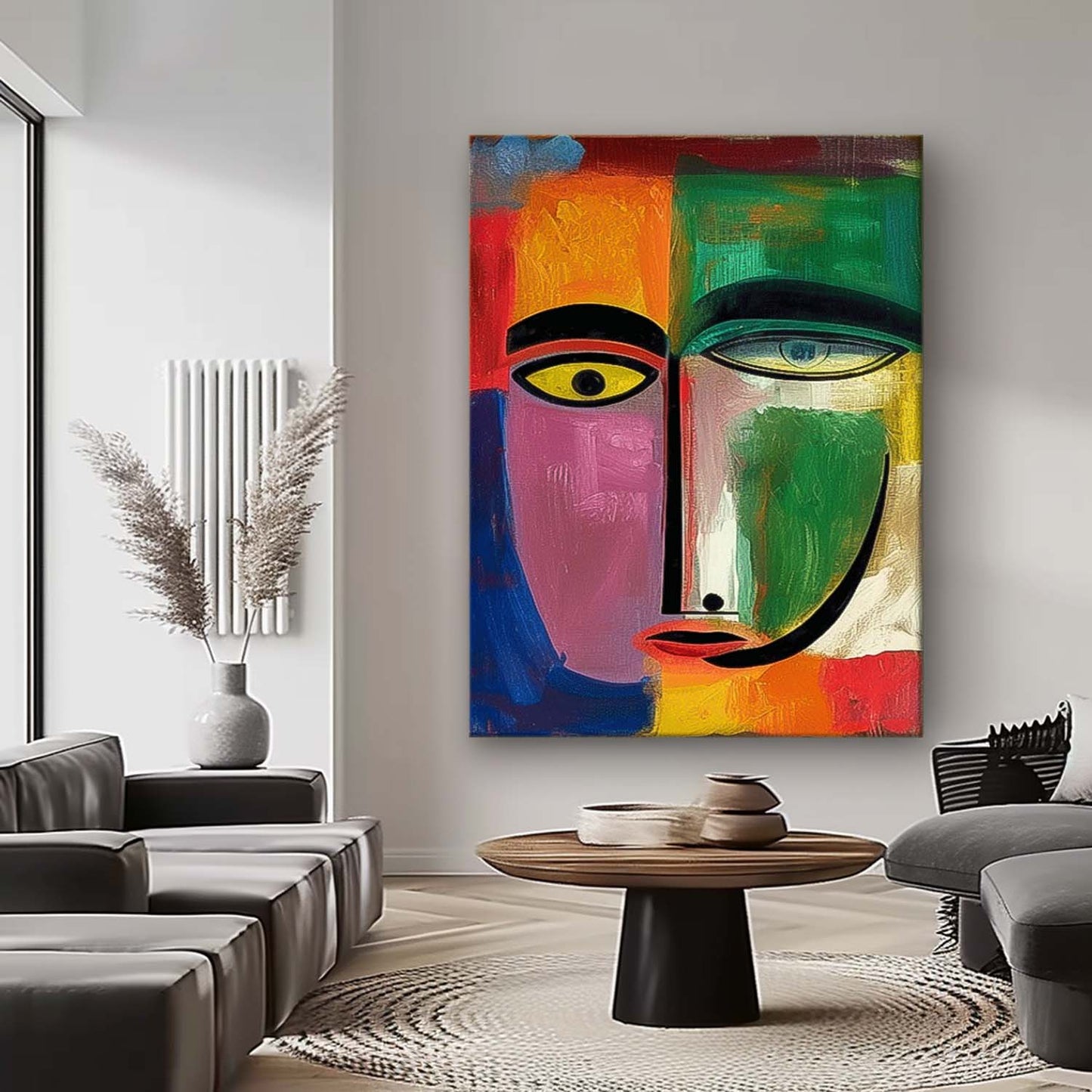 Abstract Colorful Face Oil Painting for Modern Home Décor